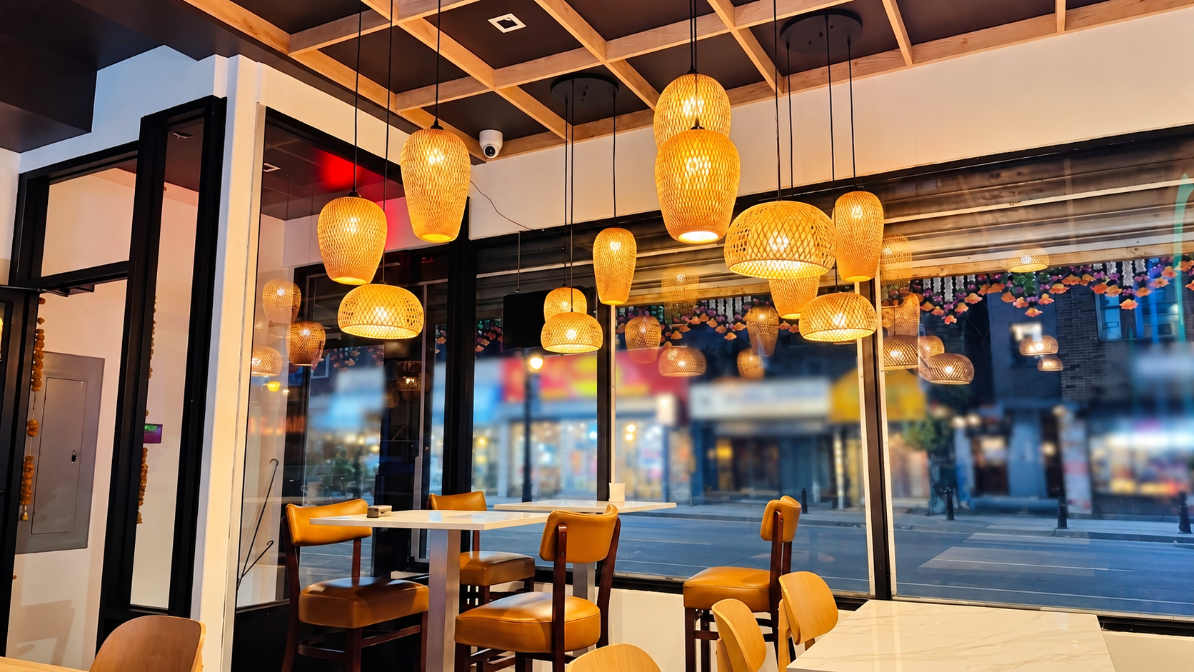 Warm dining room at Desi Dhamaka Jersey City